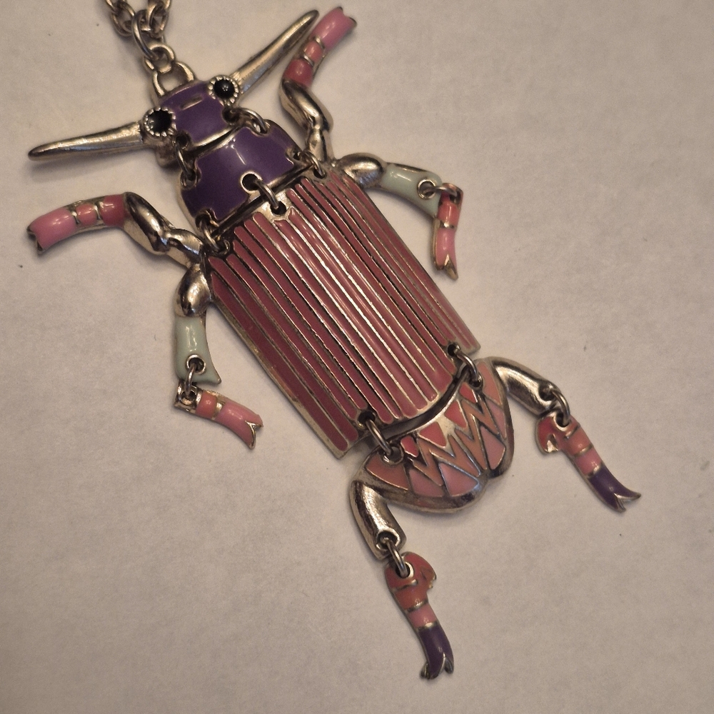 Colorful Beetle Pendant Necklace